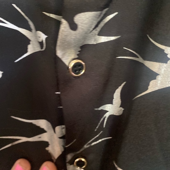 Whatless xxl button down novelty, black, and silver bird shirt - Picture 5 of 9